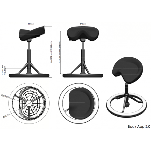 Silla ergonomica postural BackApp v2.0, como nueva