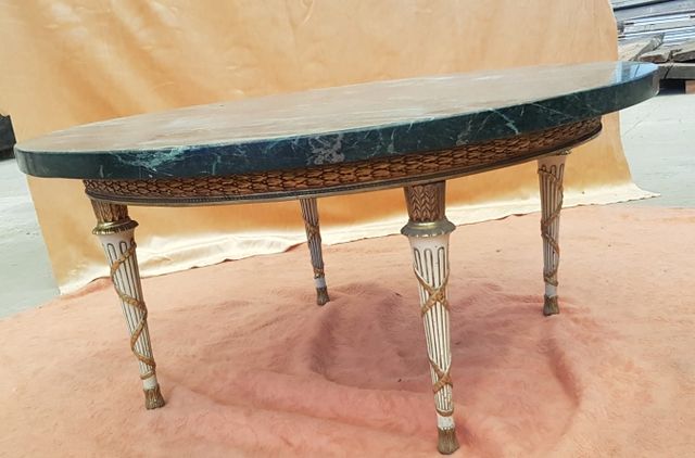 Mesa de bronce y marmol verde serpentina de segunda mano por 200 € en