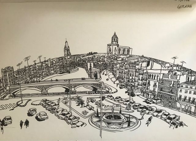 Ilustración skyline Girona