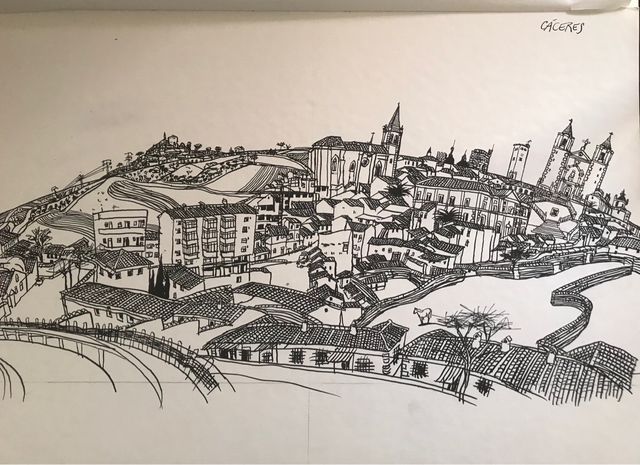 Ilustración skyline Cáceres