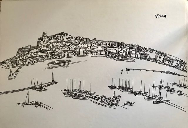 Ilustración skyline Ibiza