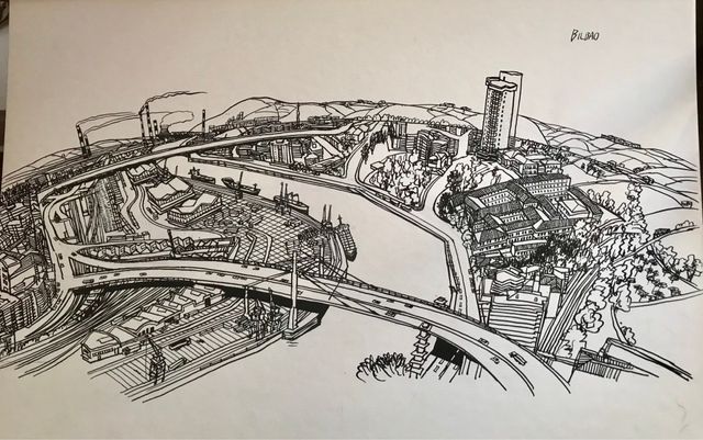 Ilustración skyline Bilbao