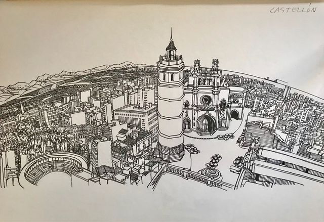 Ilustración skyline Castellón