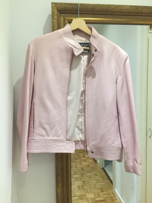 Chaqueta piel rosa pastel