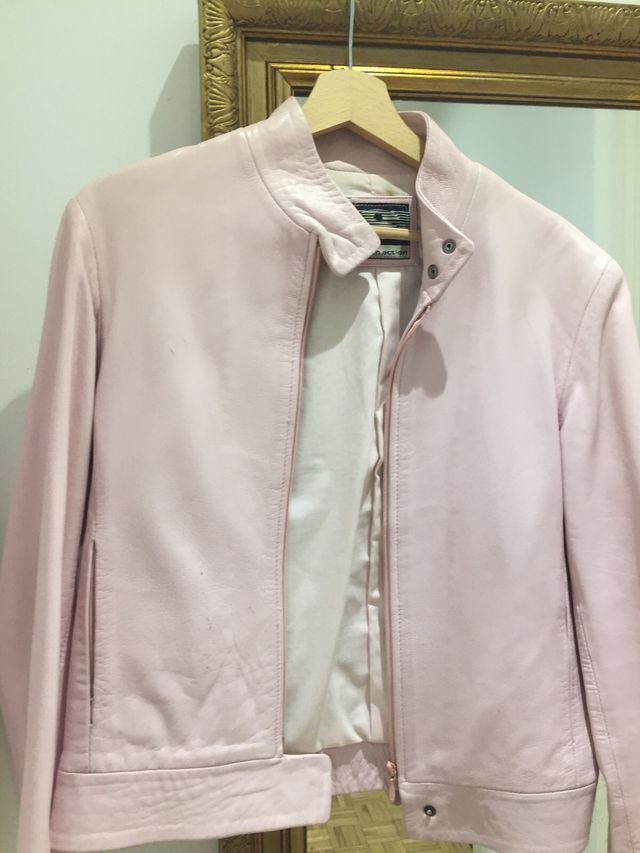 Chaqueta piel rosa pastel