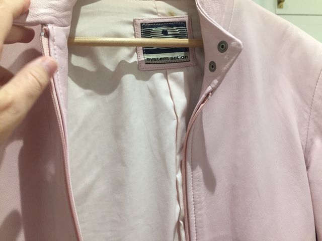 Chaqueta piel rosa pastel