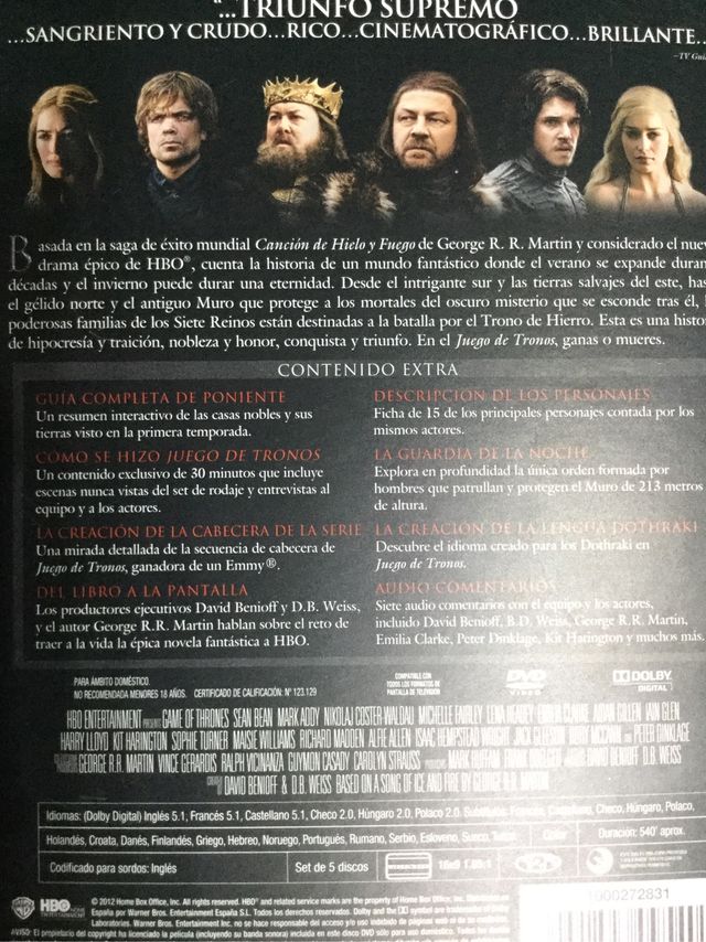 #Juego de tronos, temporada 1- DVD