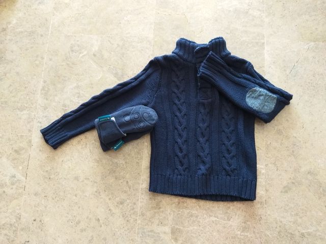 Jersei y guantes azules 12-18 meses