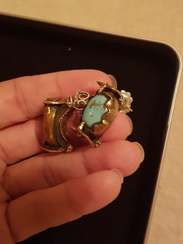 juego de pendientes y anillo de plata