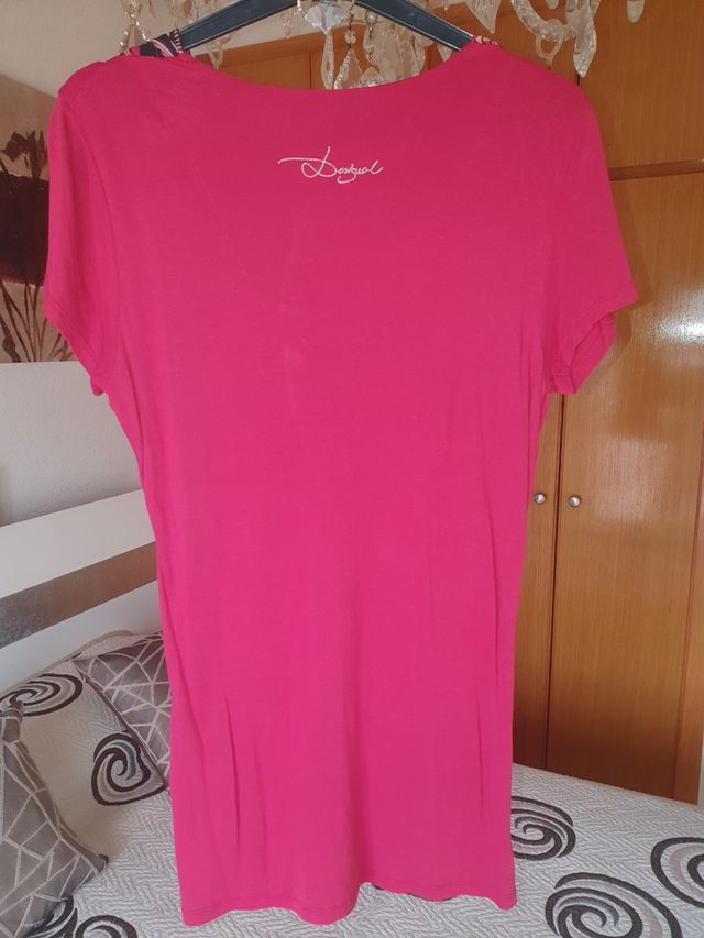 Camiseta desigual mujer T. M granate