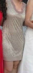 vestido fiesta color beig/dorado