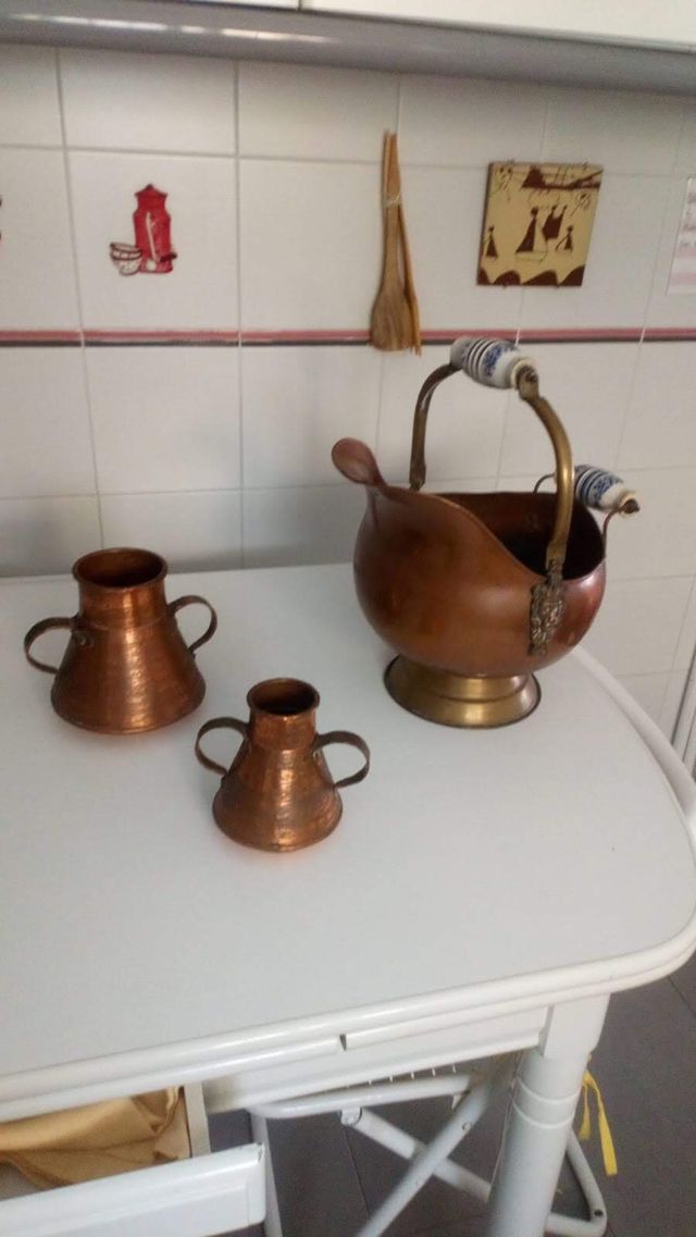 VASIJAS DE COBRE DECORATIVAS  MUY BONITAS - GANGA