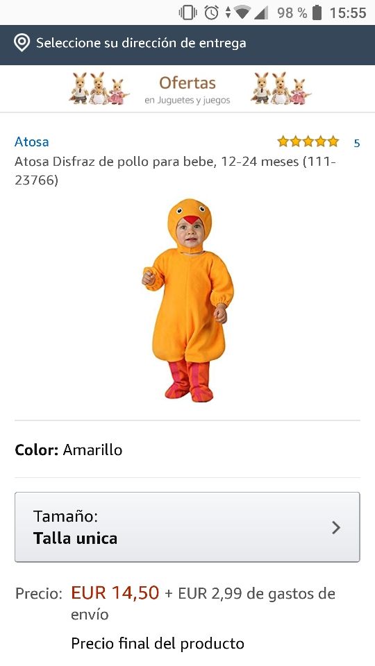 disfraz pollito bebe