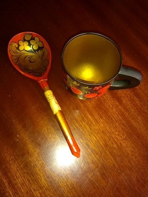 Artesanía Khukhloma madera de tilo pintura al oleo