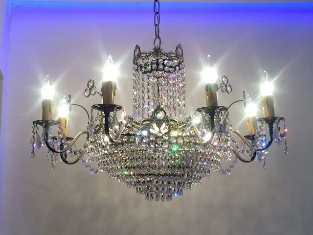 Lampadario in vetro antico vintage restaurato