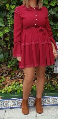 vestido de crespon suave en granate