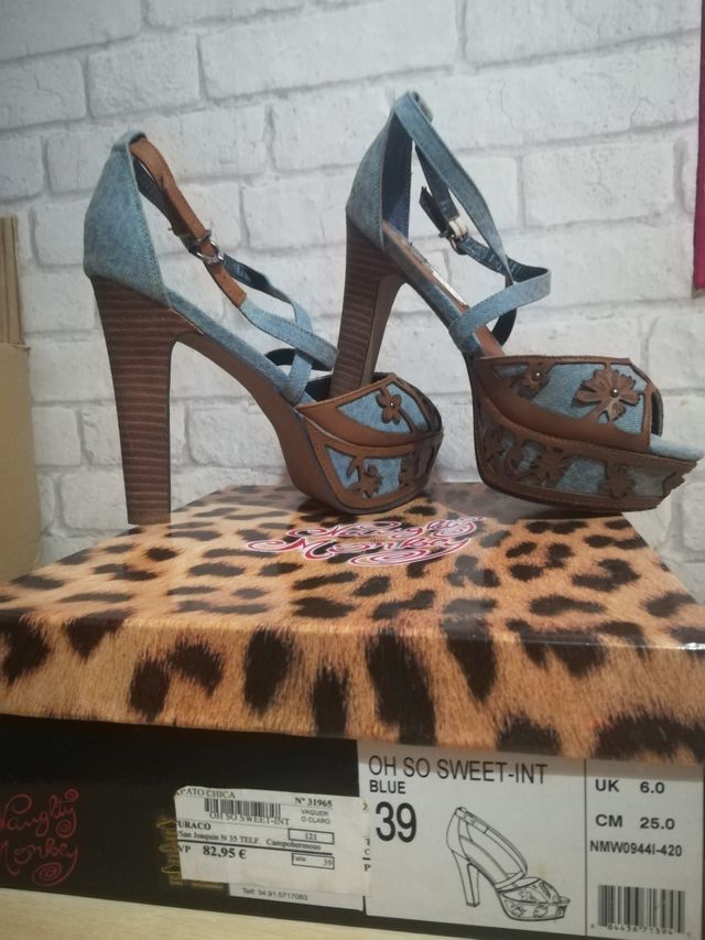 Zapato Tacón 39/40 Jeans/marrón.