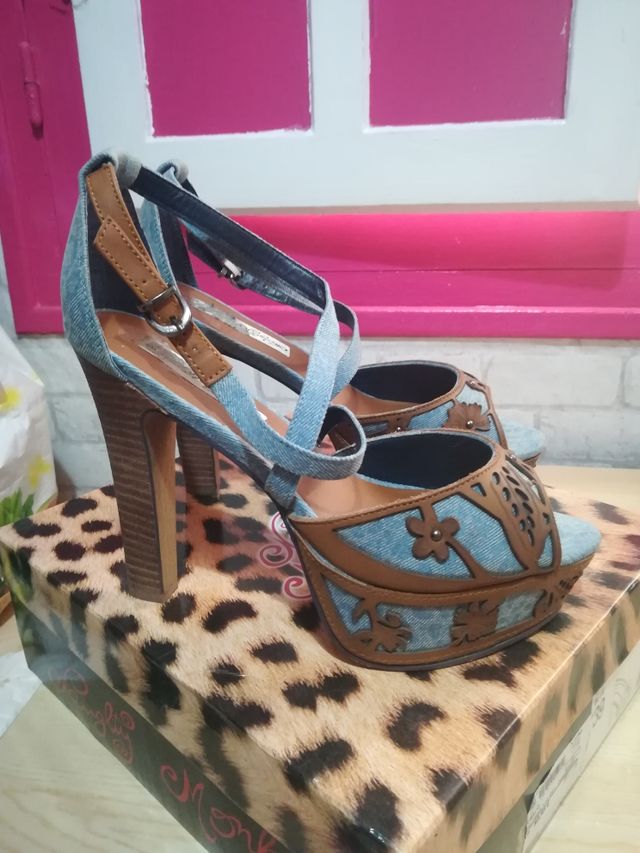 Zapato Tacón 39/40 Jeans/marrón.