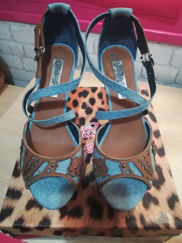 Zapato Tacón 39/40 Jeans/marrón.