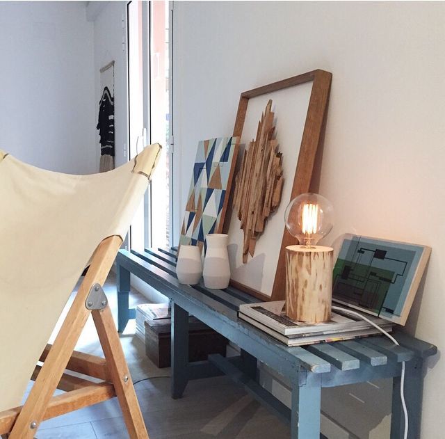 Lampara de tronco de madera