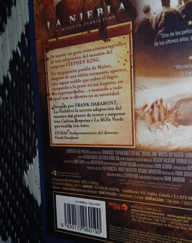 LA NIEBLA BLU-RAY STEPHEN KING SÚPER DESCATALOGADA