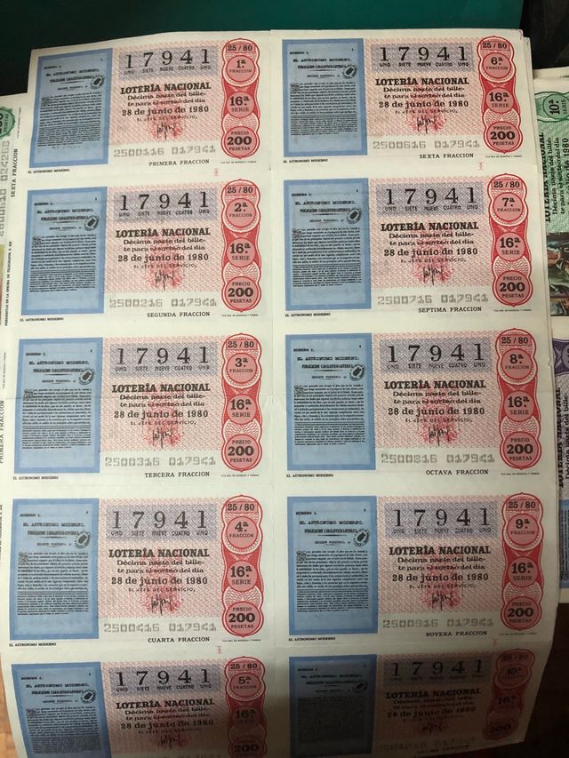 Billetes de Loteria antiguos + de 100