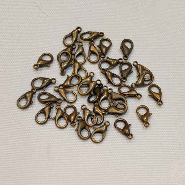 300 x mosquetón oro viejo, 12 mm de longitud