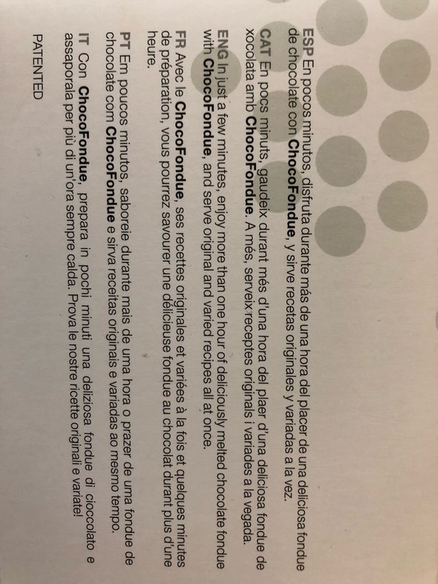 LEKUE Fondue para chocolate SIN ESTRENAR