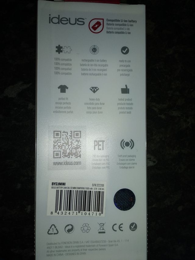 Bateria Samsung Galaxy SIII Mini.