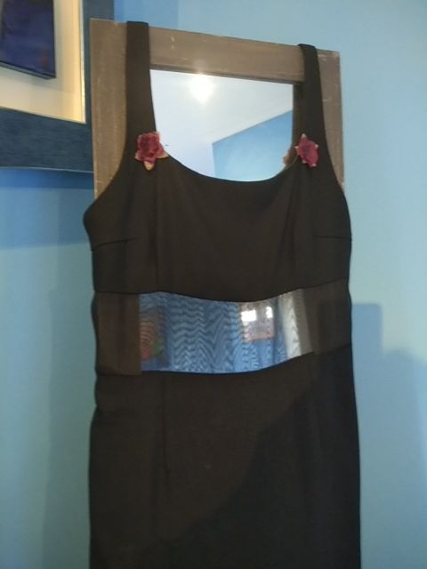 vestido cóctel Largo negro con gasa , Oky Coky