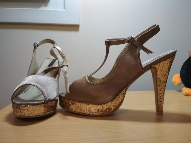 sandalia zapato tacon doradas fiesta nochevieja 