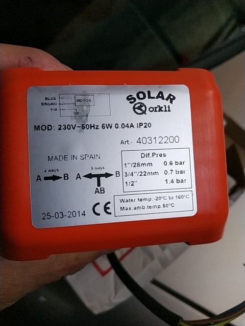 electroválvula solar 3 vías orkli 1"