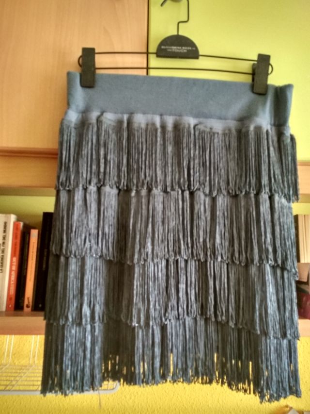 falda flecos azul cobalto