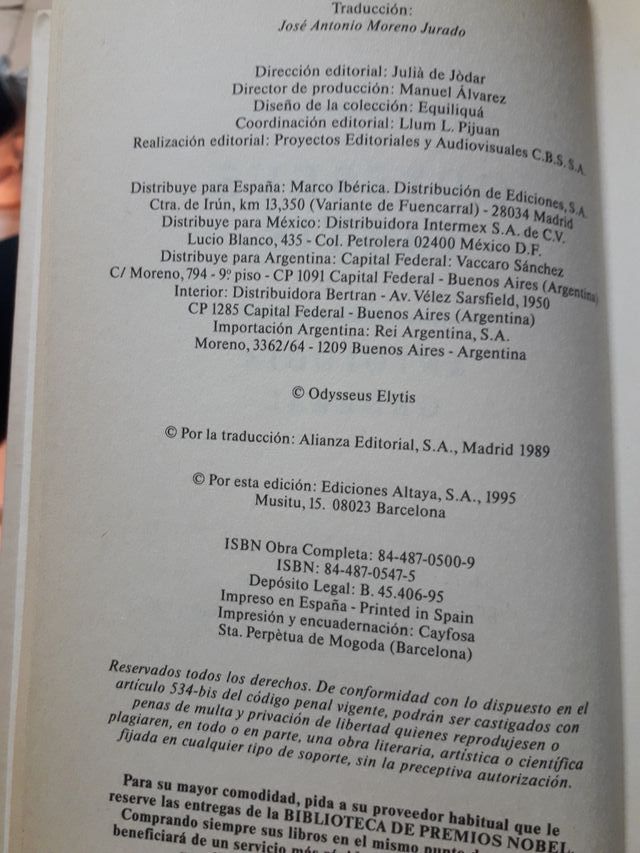 Libros Colección Premios Nobel