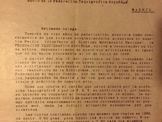 FEDERACIÓN TAQUIGRAFICA, GUERRA CIVIL, DOCUMENTO.