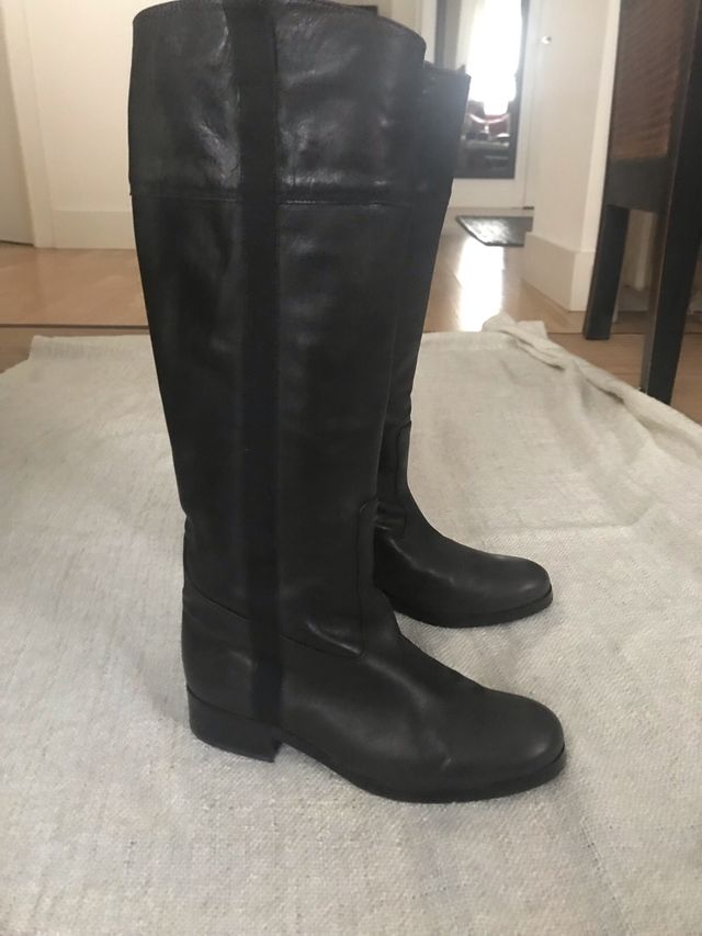 Botas de piel HOS T36 marrón choco y adorno negro