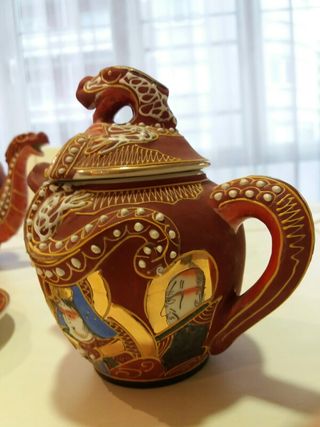 Juego té café dragones en relieve porcelana china de segunda Juego té café dragones en relieve porcelana china de segunda