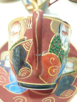 Juego té café dragones en relieve porcelana china de segunda Juego té café dragones en relieve porcelana china de segunda