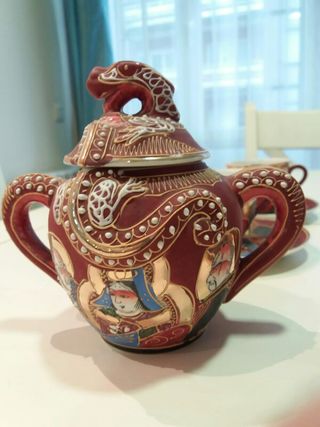 Juego té café dragones en relieve porcelana china de segunda Juego té café dragones en relieve porcelana china de segunda