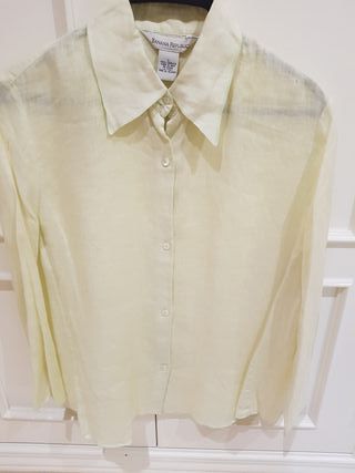 Camisa lino mujer Banana Republic Talla M L de segunda mano Camisa mujer blanca banana republic de segunda mano por 10
