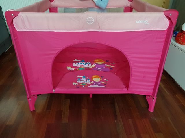 Parque bebé plegable rosa