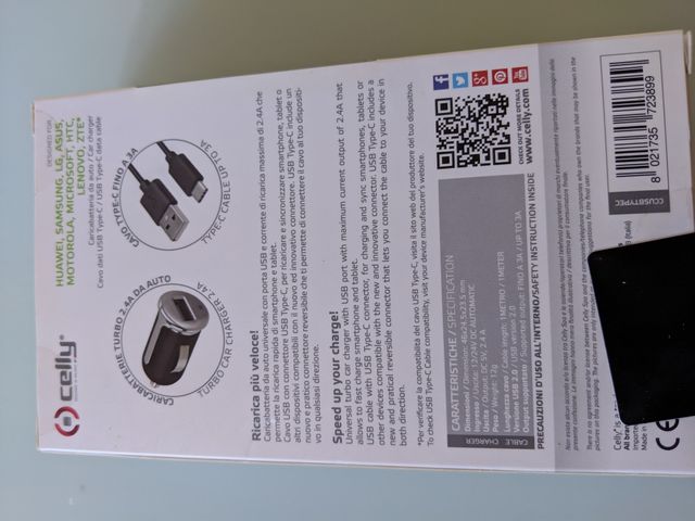 CARICABATTERIA DA AUTO TYPE-C 2.4 amp