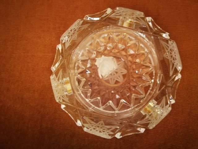 cenicero cristal de roca y plata de ley