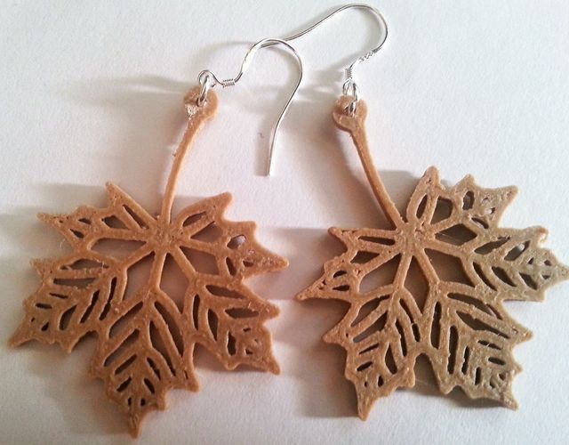 Pendientes Hoja Otoño Plata Impresión 3D regalo