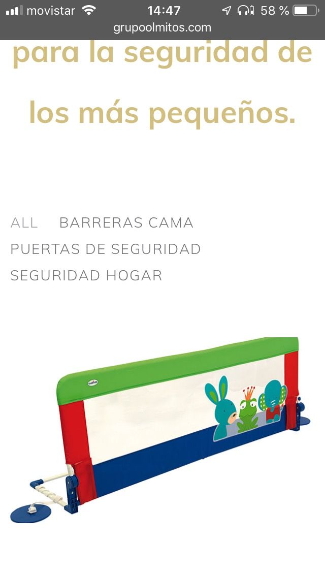 Barrera lateral plegable seguridad niño niña