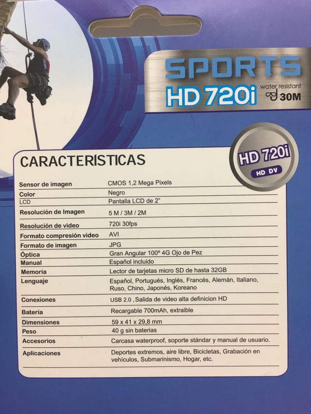 Cámara deportiva HD 720i