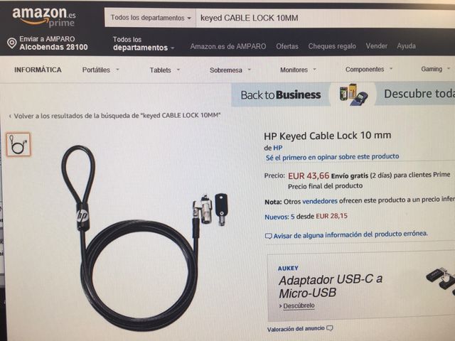 Cable antirobo para portatiles