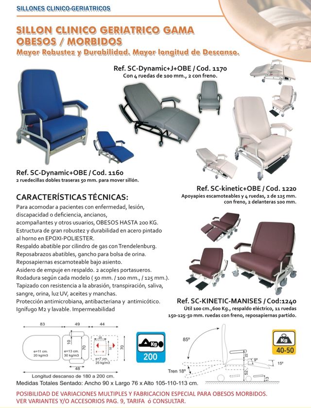 Sillón clínico OBESOS KINETIC con ruedas: