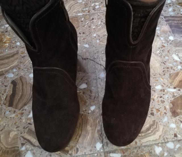 Botines de piel vuelta en marrón, numero 41