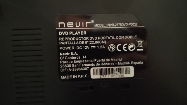 Reproductor DVD Nevir 9 Pulgadas